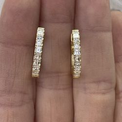 1CT Natural Diamond hoops earrings 