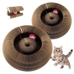 Magic Organ Cat Scratching Board, 2 Pack Cat Accordion Toy Cat Scratcher