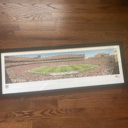 Denver Broncos Stadium Panoramic in black wood frame wall decor Poster