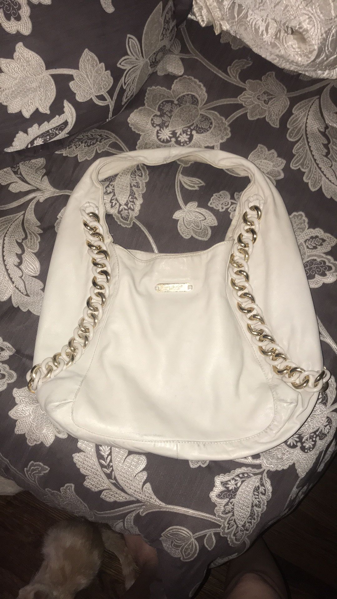 Michael KORS Cream Slouchy Purse With Chain Detailing