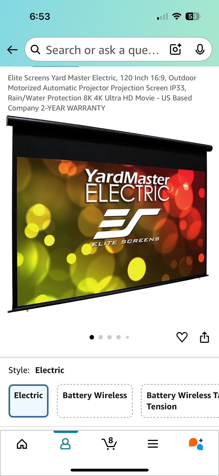 Yard Master Electric Screen - 120” Screen! BRAND NEW