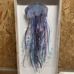 Jellyfish Art Bathroom Glass Painting Blue 