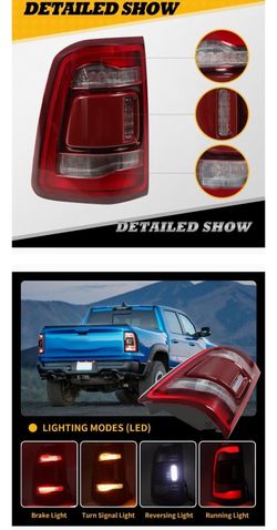 Driver Side Tail Light Assembly W/Blind Spot Compatible with 2019-2023 RAM 1500 Rear Lamp Taillight Red Trim 1AB 1AC (Left)