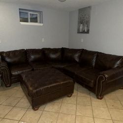 Brown Sectional With Matching Ottoman 