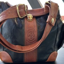 VTG MARINO ORLANDI ITALIAN Leather Hobo Bag 2 Tone Black/Brown