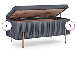 Velvet Upholstered Storage Bench 