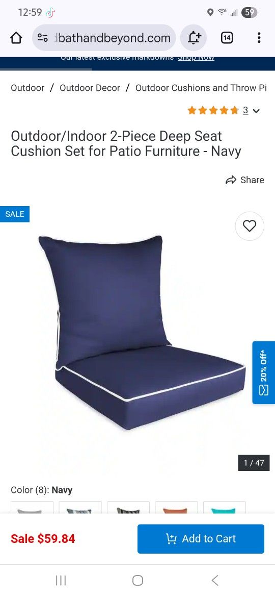 Indoor/outdoor patio cushions