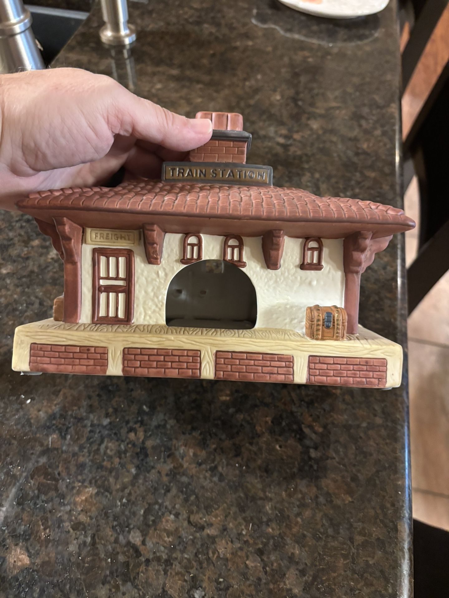 PartyLite Tealight Candle Holder Train Station Tickets Depot