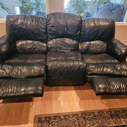 Leather Couch Dual Recliner