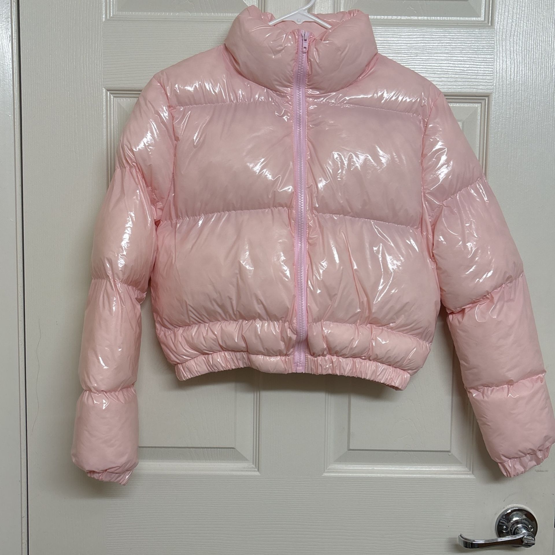Cropped Pink Puffer Jacket