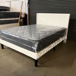 New White Queen Bed With Mattress 