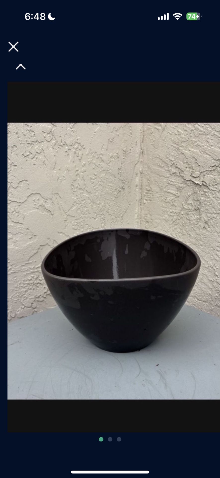 One New Rounded Geometric Gray Ceramic Planter Pot