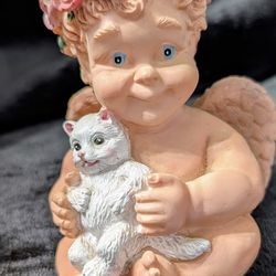 Cherub with White Cat figurine