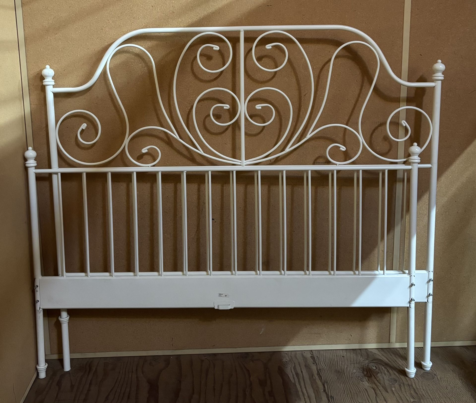 White IKEA Leirvik Headboard and Footboard (bed frame)
