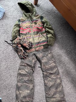 Burton Snowboard Jacket, Pants, and Gloves Set
