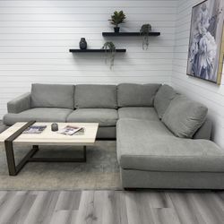 Grey bumper Chaise sectional Couch 