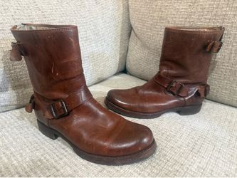 FRYE Veronica Short 76603 Women Size 8.5B Brown Double Buckle Back Zip Moto Boot