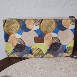 Vintage Fossil Key-Per Coasted Canvas Cosmetic Bag