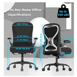 Office Desk Chair with Ergonomic Lumbar Support, Extra-Thick Seat Cushion, Flip-up Arms, Breathable Mesh Back, Computer Task Chair for Home Office