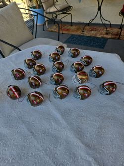 19  S.F  49ER  MINI HELMET. XMAS ORNAMENTS