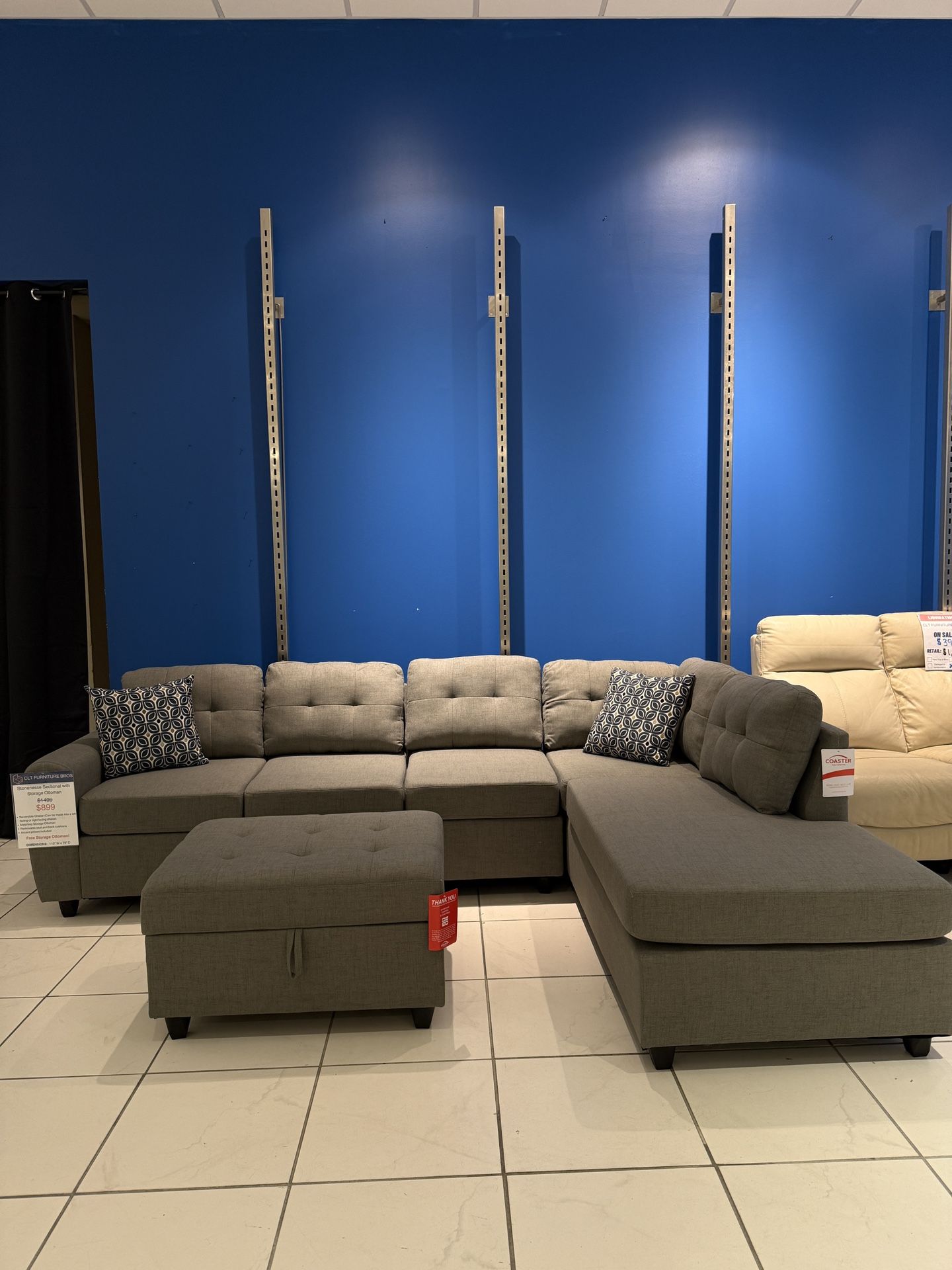 Stonenesse Reversible Sectional Sofa w/ Storage Ottoman & Chaise 🔄