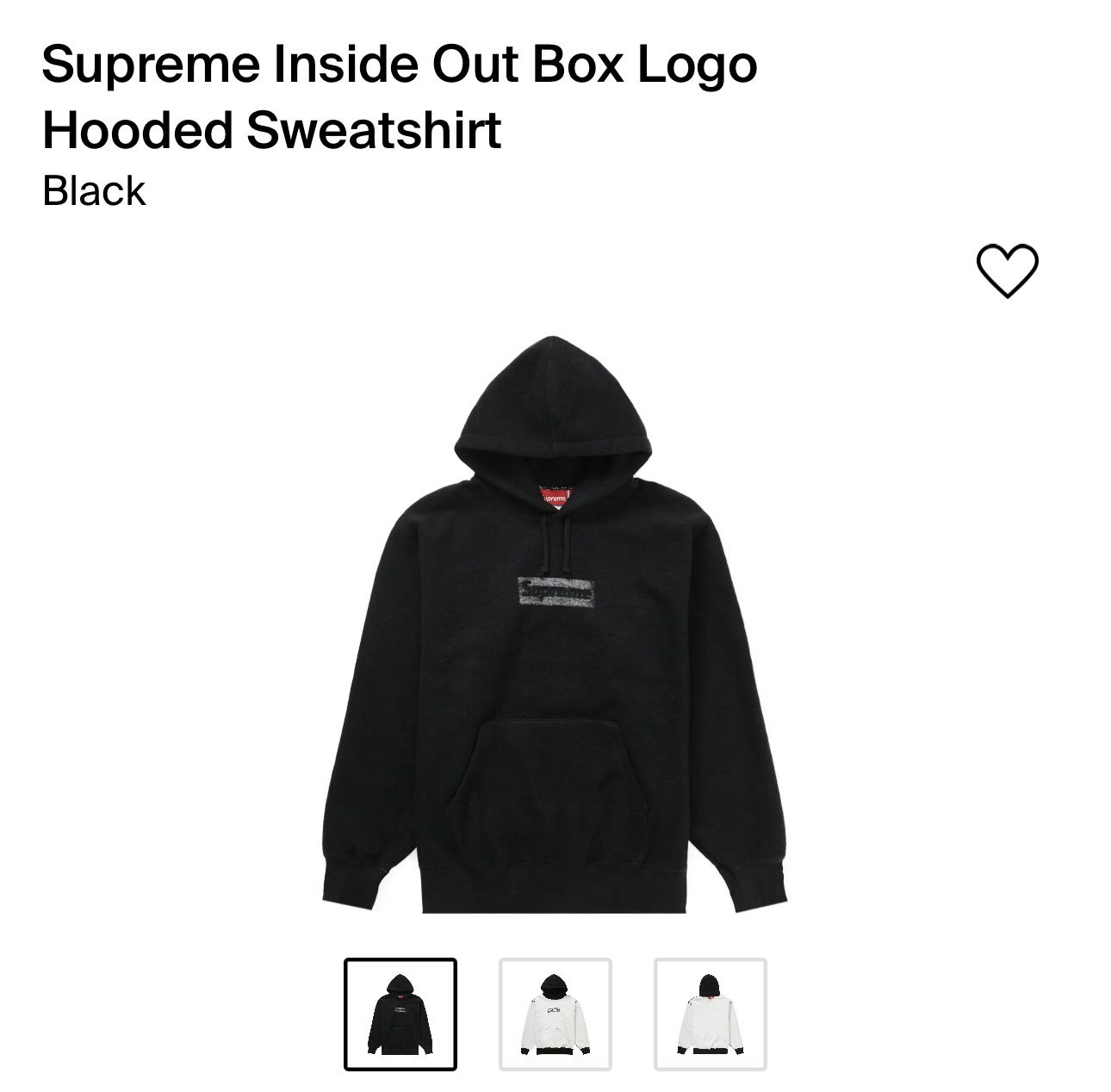 Supreme Inside Out Box Logo Hooded Sweatshirt Brand New 