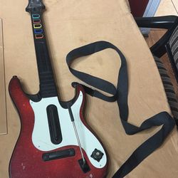 Guitar Hero Nintendo Wii Red/White Wireless Controller w/ Strap *TESTED READ*