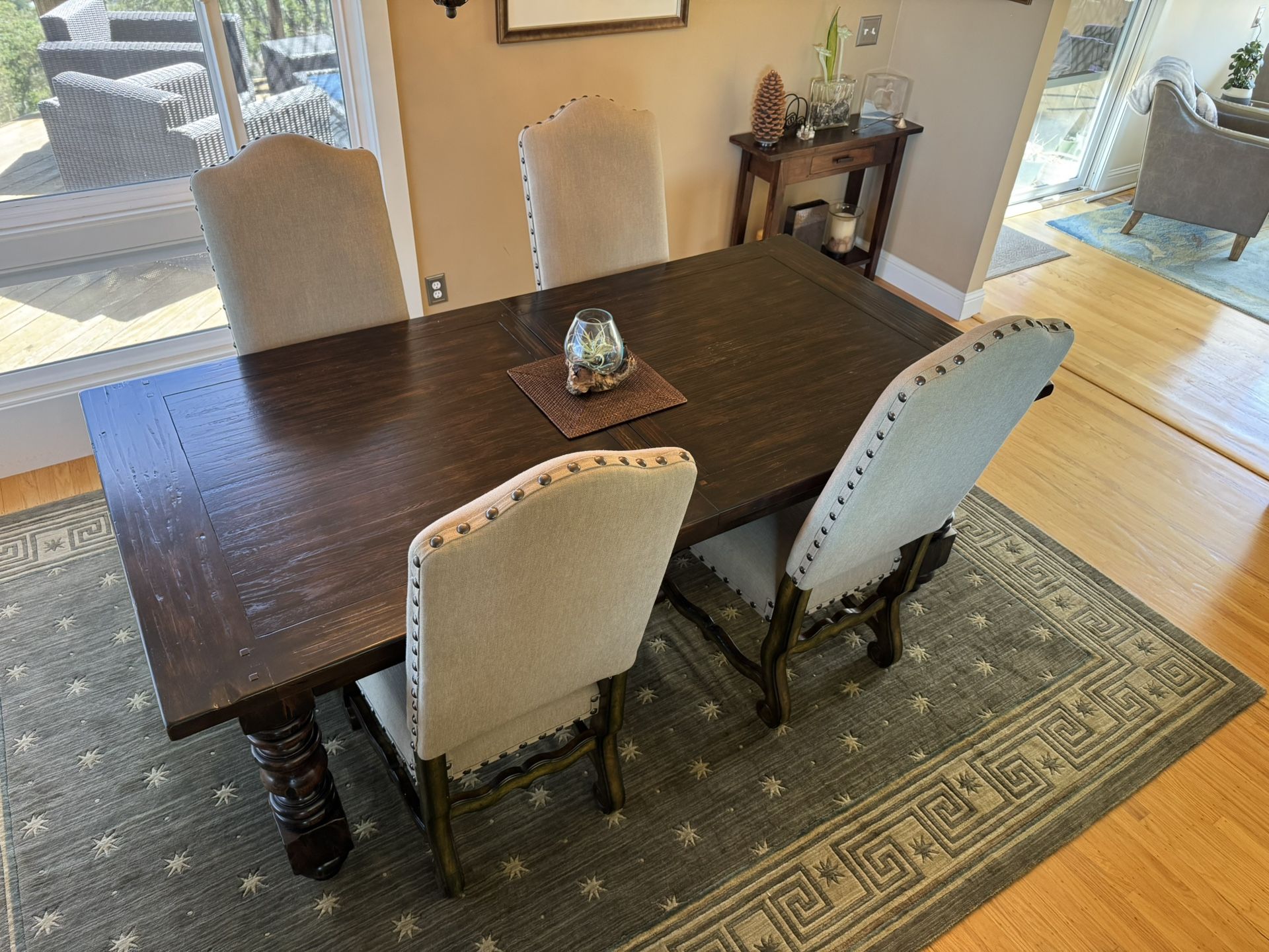 Large Table + 6 Chairs, Extends 87”-123”