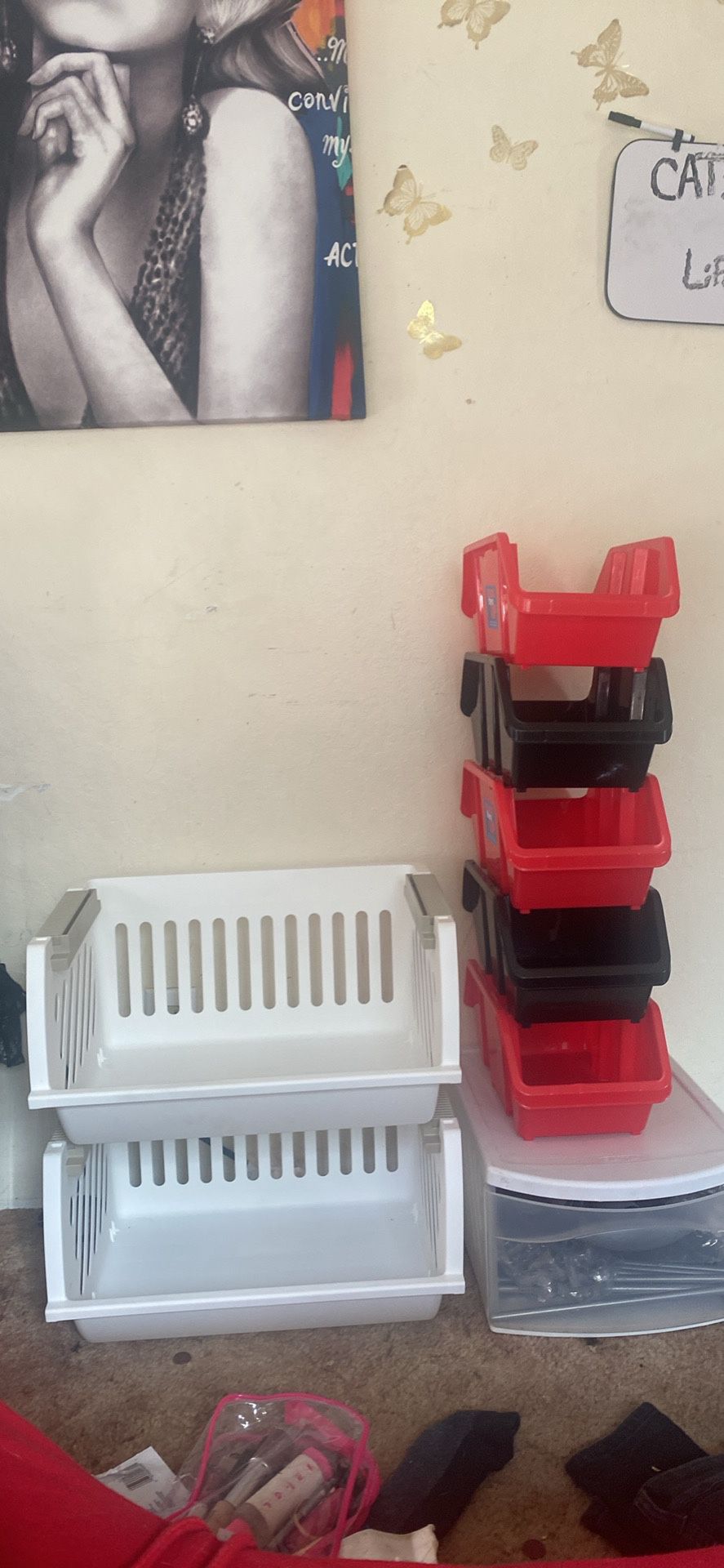 Stackable Bins  And 6 Cube organizer Rack