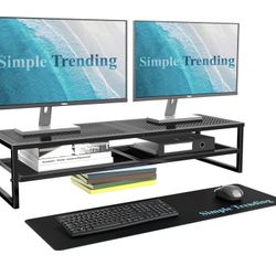 Dual Monitor Stand Riser, Desktop Organizer