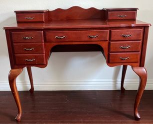 Vintage Style Cherry Wood Jewelry Vanity Cabinet with Mirror & Storage