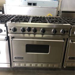 Viking 36”wide Gas Range Stove In Stainless Steel With6 Burners 
