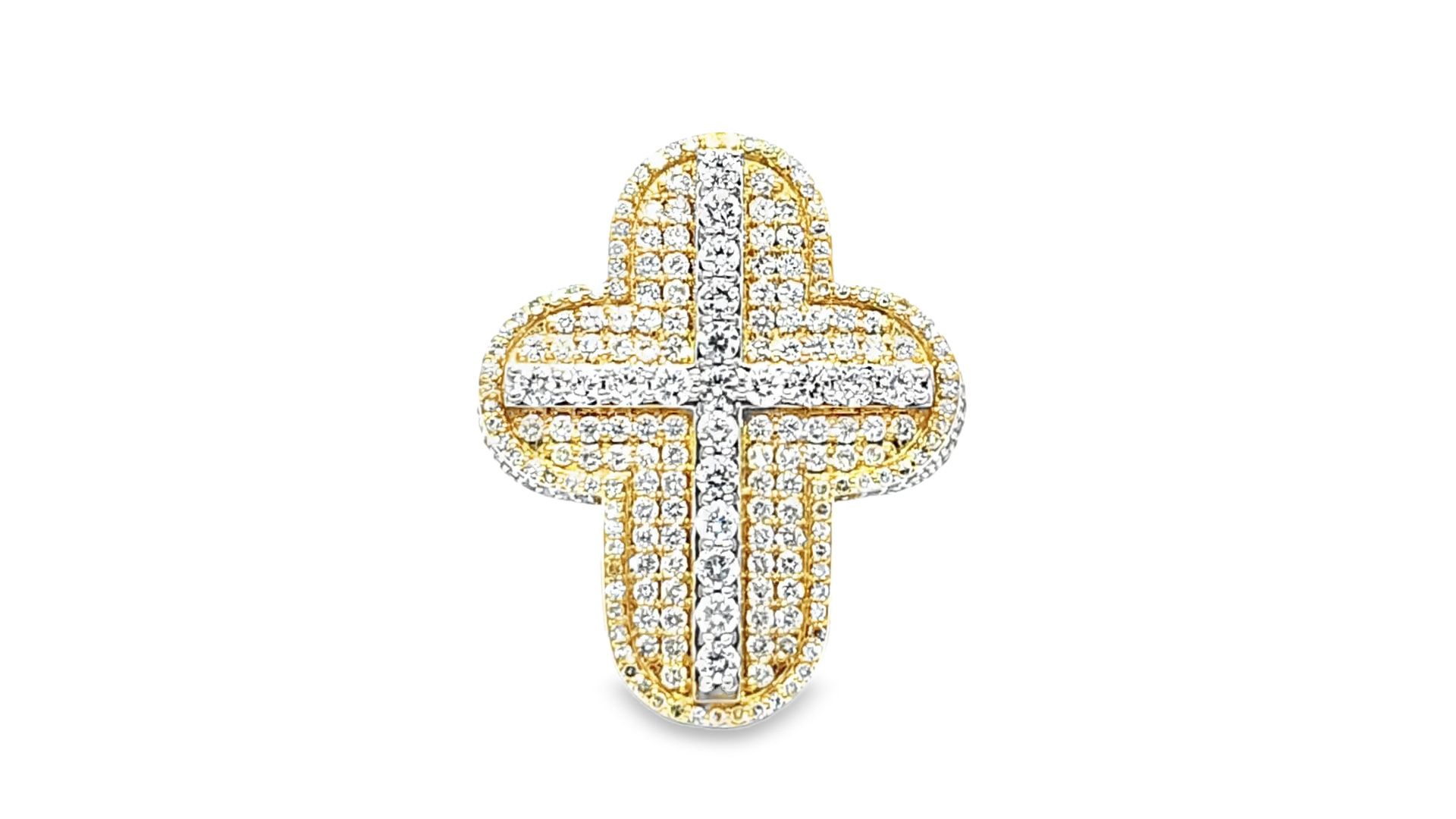 Elegant Cross Ring with Diamonds 10K Yellow Gold