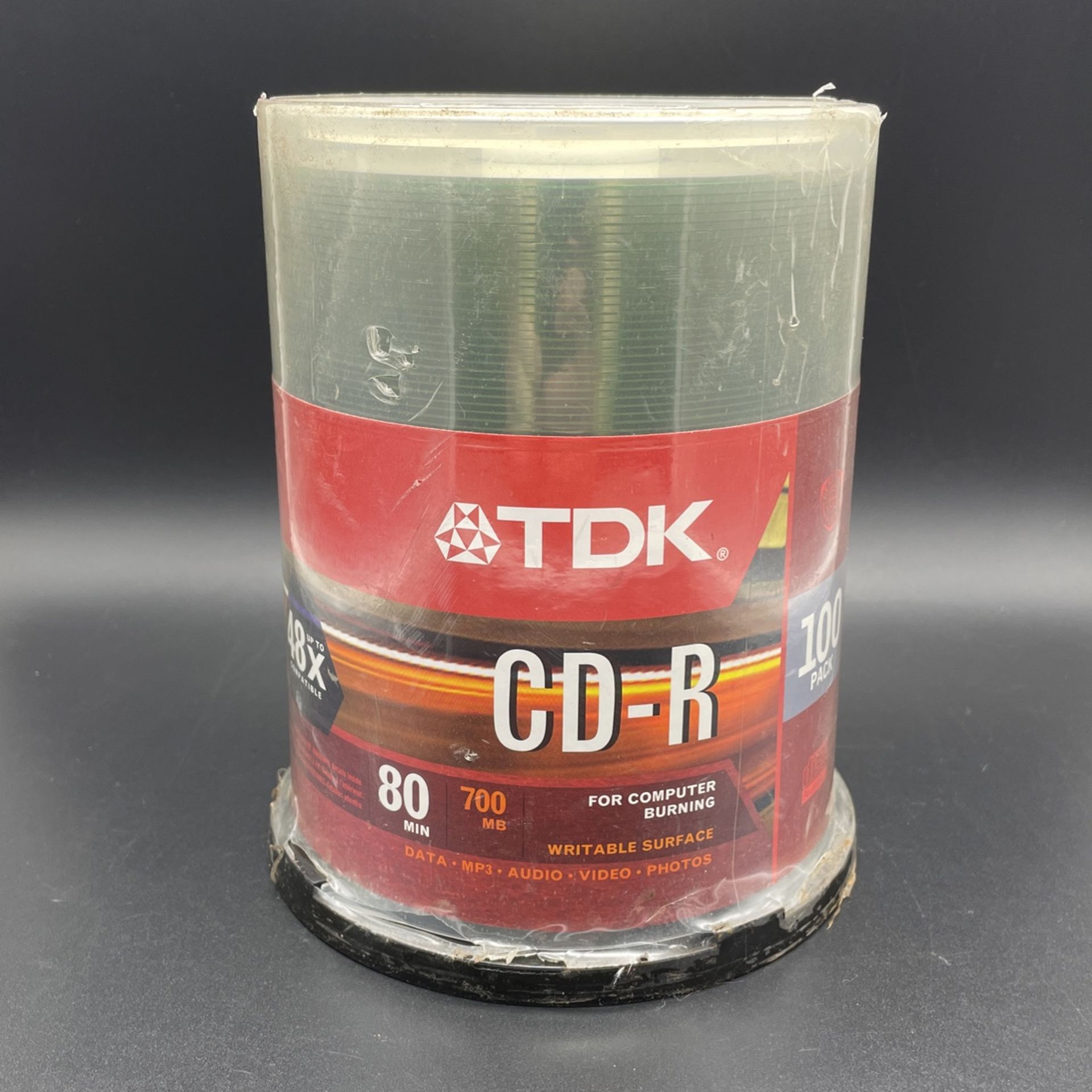NEW Sealed TDK CD-R Spindle 100 pack 700 mb 80 min Recordable 48X Compatible
