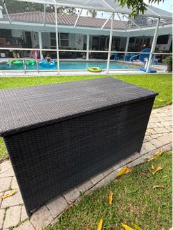 Dark Wicker Outdoor Storage Box