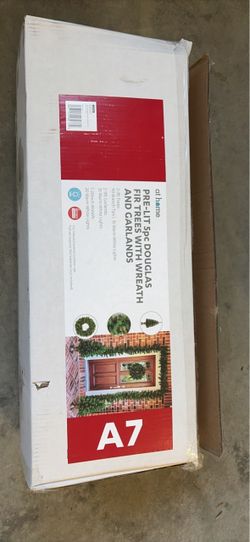 At Home Pre-Lit 5pc Douglas Fir Tree Set with Wreath and Garlands