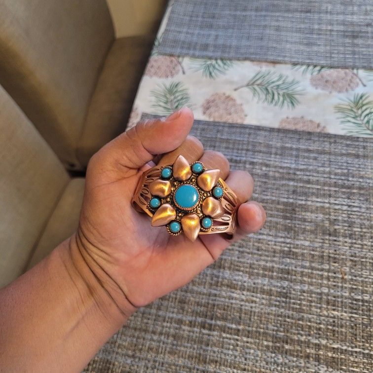Cooper And Turquoise Bracelet Cuf