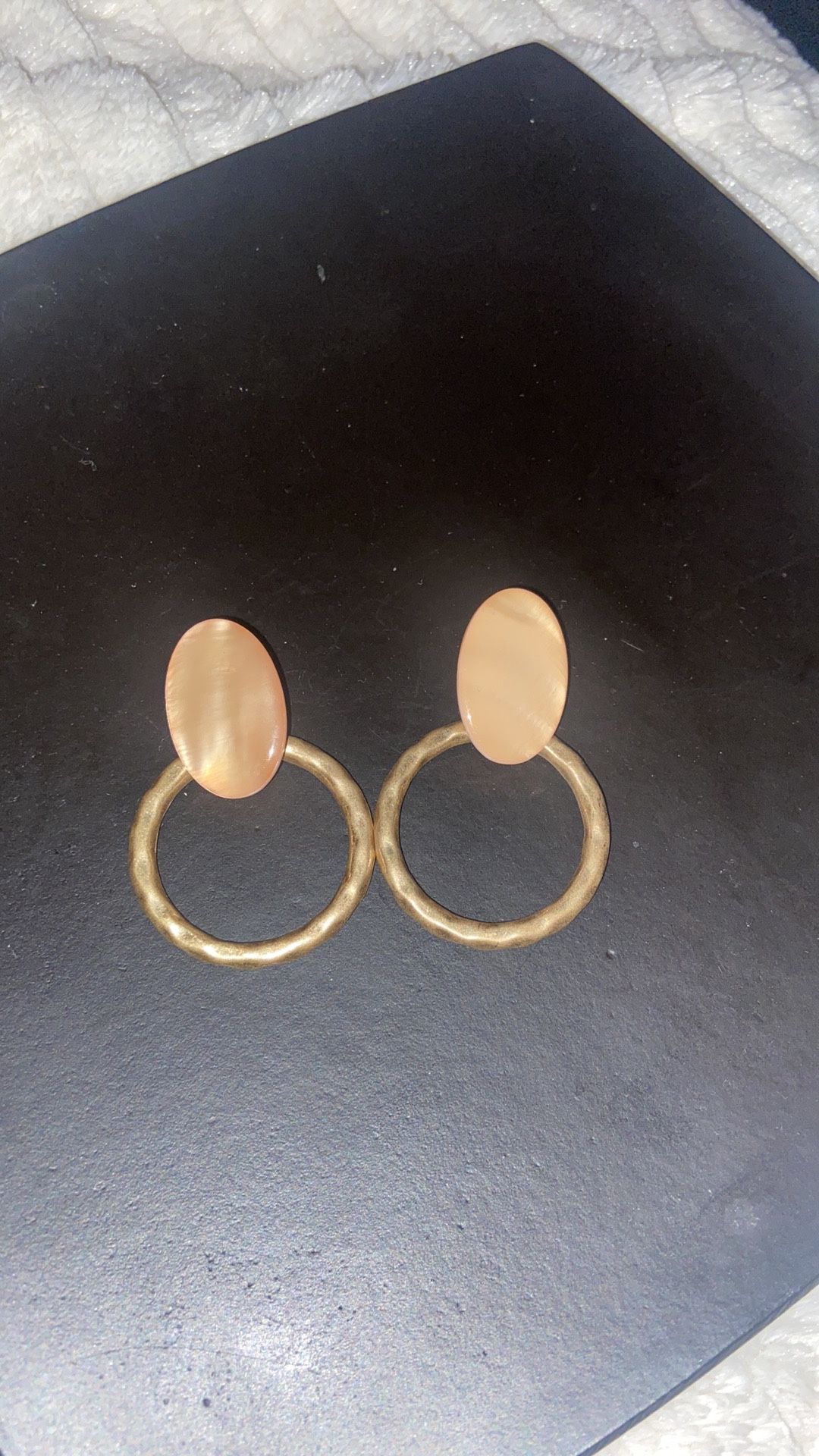 Gold And Peach Dangle Earrings