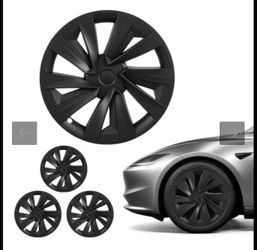 19-inch 10-spoke matte black snap-on hubcap designed as an OEM-style replacement for the 2025+ Tesla Model Y. It functions as a decorative wheel cover