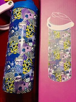 Meoky Water Bottle Pop Art Skull Print