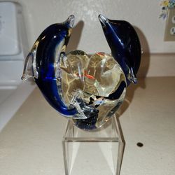 Murano Style Dolphins & Fish Large Paper Weight