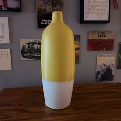Yellow and White Decorative Vase