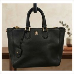 Tory Burch Black Leather Tote Bag