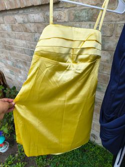 Elegant satin yellow mini dress