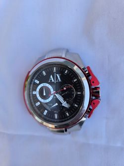 Armani Exchange AX1040 Black/Red Dial Chronograph - Ticking, Needs Strap