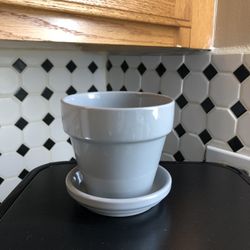 Gray Ceramic Plant Pot