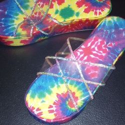 Brand New Adorable Sparkly Tie Dye Sandals