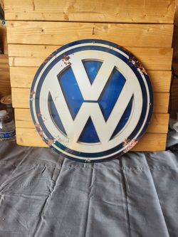 Vintage VW Volkswagen Round Metal Sign 14"