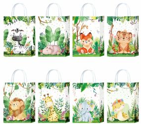 18 Pcs Safari Jungle Goodie Bag Party Favor Bags with Handles