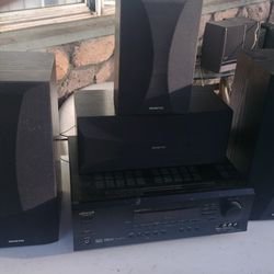 Onkyo Stereo Surround Sound System With 5 Onkyo Speakers 